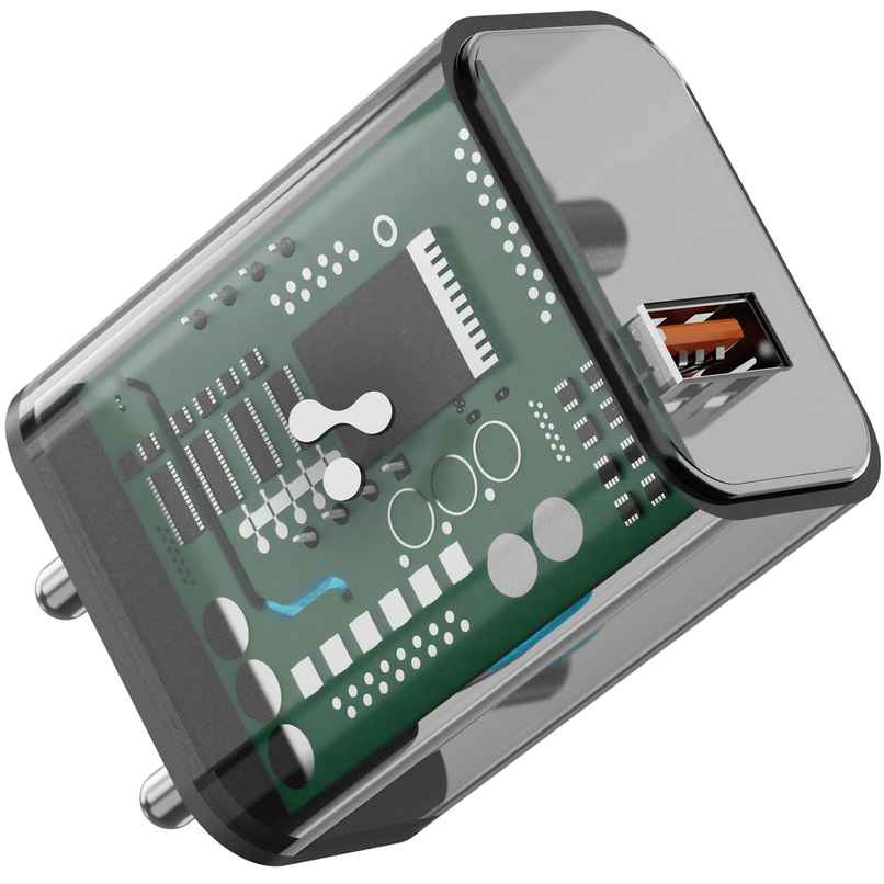 Ambrane 18W Wall Charger Usb Port, Quick Charge 3.0(Raap M10,Black Clear)