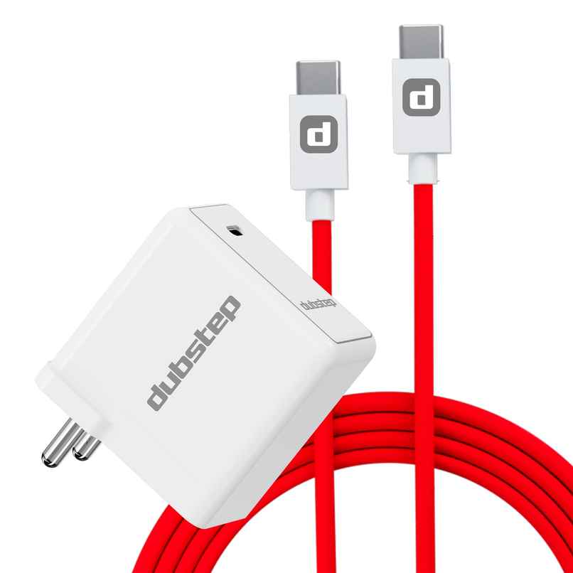 Dubstep Sprint All-in-one 30W 6A Charger with Type-C to Type-C Cable Supports All Fast Charging Technologies(Cable Included) - Red