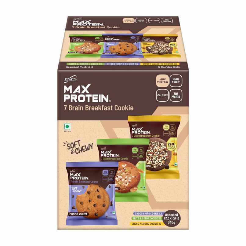 Ritebite Max Protein Premium Biscuit Cookies Assorted Pack Of 6