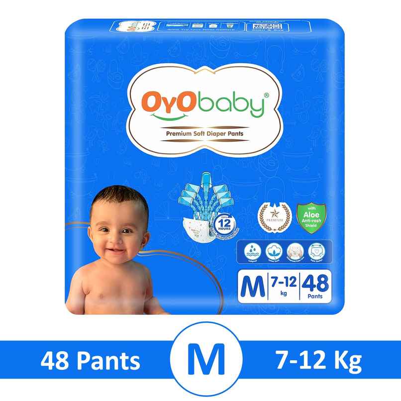 Oyo Baby Diaper Pants M Size Pack Of 48 With Upto 12Hr Protection For Babies Of 7 To 12Kg Oyo Baby Diaper Pants M Size Pack Of 48 With Upto 12Hr Protection For Babies Of 7 To 12Kg