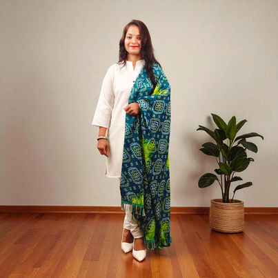 Light Blue Bandhini Dupatta | House of Festivals Light Blue Bandhini Dupatta | House of Festivals