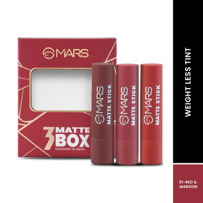MARS Cosmetics Matte Lipsticks Box - 01 Reds & Maroons 9.6 GRAM