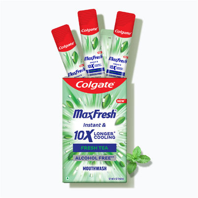 Colgate MaxFresh Mouthwash Sachet Stick, Antibacterial, 0% Alcohol, Travel/Daily Freshness