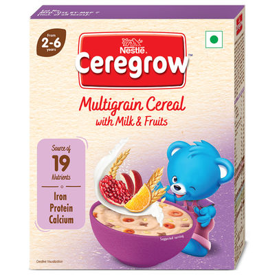 Nestle Ceregrow Multigrain Milk & Fruits Cereal | With Iron, Protein, Calcium, and 19 Nutrients