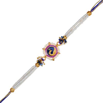 Peacock Beautiful Rakhi with Roli Chawal Pack | Designer Rakhi for Brother, Bhaiya, Bhai, Bhabhi, and Kids (eCraftIndia)