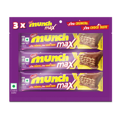 Nestle Munch Max Chocolate Coated Crunchy Wafer Bar Value Pack