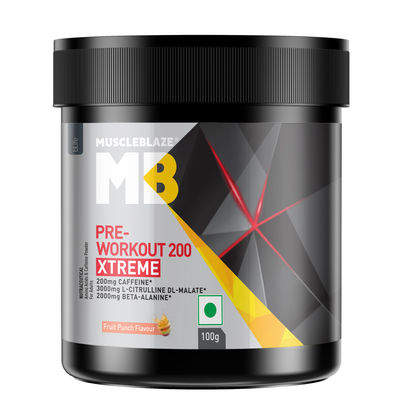 MuscleBlaze Pre Workout 200 Xtreme (Fruit Punch, 15 Servings)