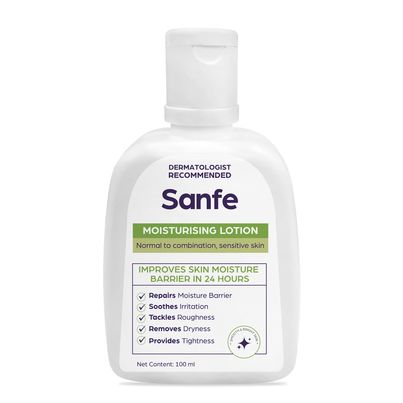 Sanfe Moisturising Lotion | Improves Skin Moisture Barrier In 24 Hours | For All Skin Types Sanfe Moisturising Lotion | Improves Skin Moisture Barrier In 24 Hours | For All Skin Types