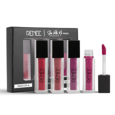 Renee Stay With Me Minis Matte Liquid Lipsticks, 01 Juicy Berries 2Ml Each