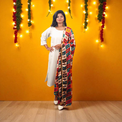 White Muitcolor Dupatta | House of Festivals White Muitcolor Dupatta | House of Festivals