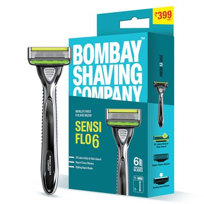 Bombay Shaving Company Sensiflo 6 Razor For Men With Aloe And Vit E Strip, 6-Blade Sensitive Razor