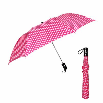 Fendo 2 Fold 24.5 inch Pink Dot Auto Open Umbrella