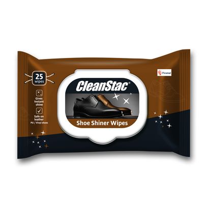 Cleanstac Formal Shoe Shiner Wipes | Instant Shine For Leather | 25 Pulls Per Pack