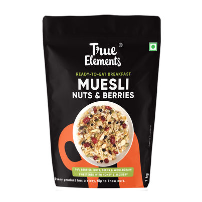 True Elements Crunchy Nut & Berry Muesli With Almonds & Cranberries - Crunchy Muesli Nuts Delight True Elements Crunchy Nut & Berry Muesli With Almonds & Cranberries - Crunchy Muesli Nuts Delight