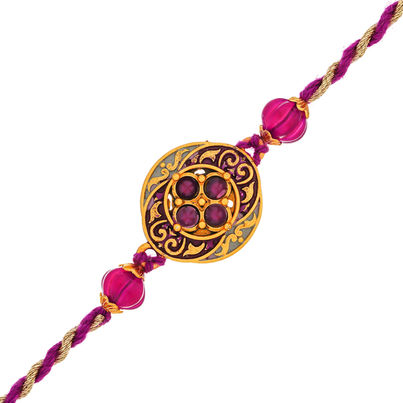 Stone Pink Golden Diamond Beads Designer Rakhi for Bhaiya, Bhabhi, Bhai, and Kids with Roli Chawal Pack (eCraftIndia) Stone Pink Golden Diamond Beads Designer Rakhi for Bhaiya, Bhabhi, Bhai, and Kids with Roli Chawal Pack (eCraftIndia)