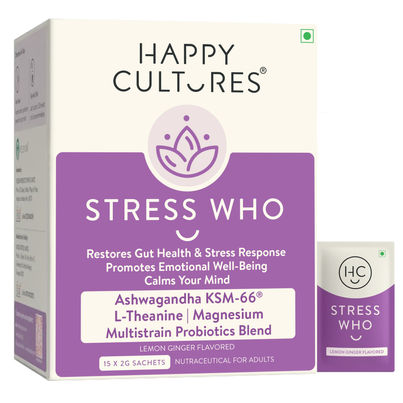 Happy Cultures Stress Who | Ashwagandha KSM-66 & L-Theanine |15pcs
