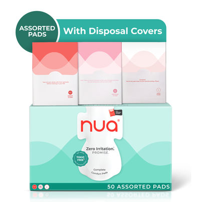 Nua Complete Comfort Pads with Disposal Cover | 12XL+, 20XL, 18L | Assorted pack | 50 pcs Nua Complete Comfort Pads with Disposal Cover | 12XL+, 20XL, 18L | Assorted pack | 50 pcs