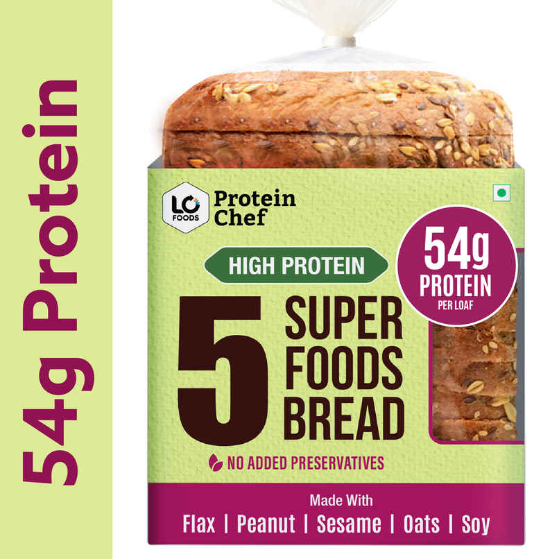 Protein Chef 5 Super Foods Multigrain Brown Bread (Zero Maida, High Protein) Made with MP Sharbati