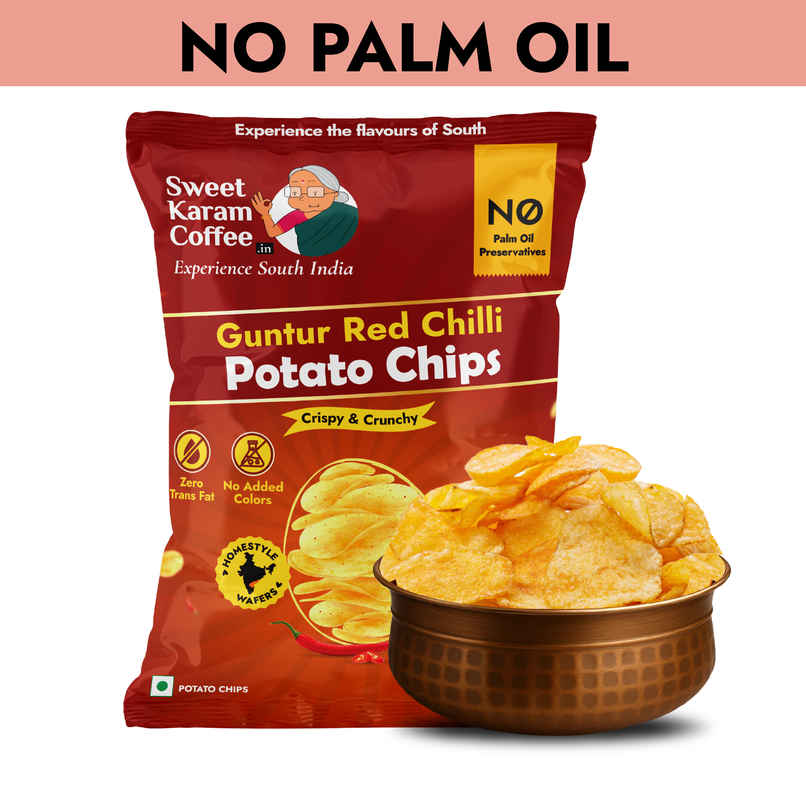 Sweet Karam Coffee - No Palm Oil Potato Chips - Guntur Red Chilli Sweet Karam Coffee - No Palm Oil Potato Chips - Guntur Red Chilli