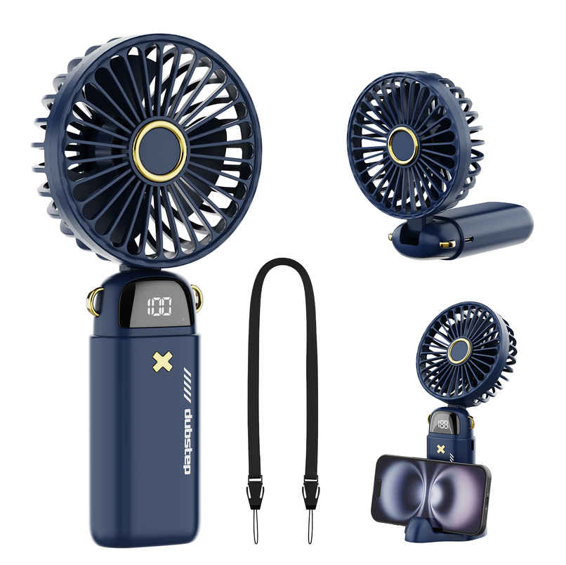 Dubstep Flo-F2 Mini Handheld USB Cooling Fan | LED Digital Display | Aroma Diffuser - Blue