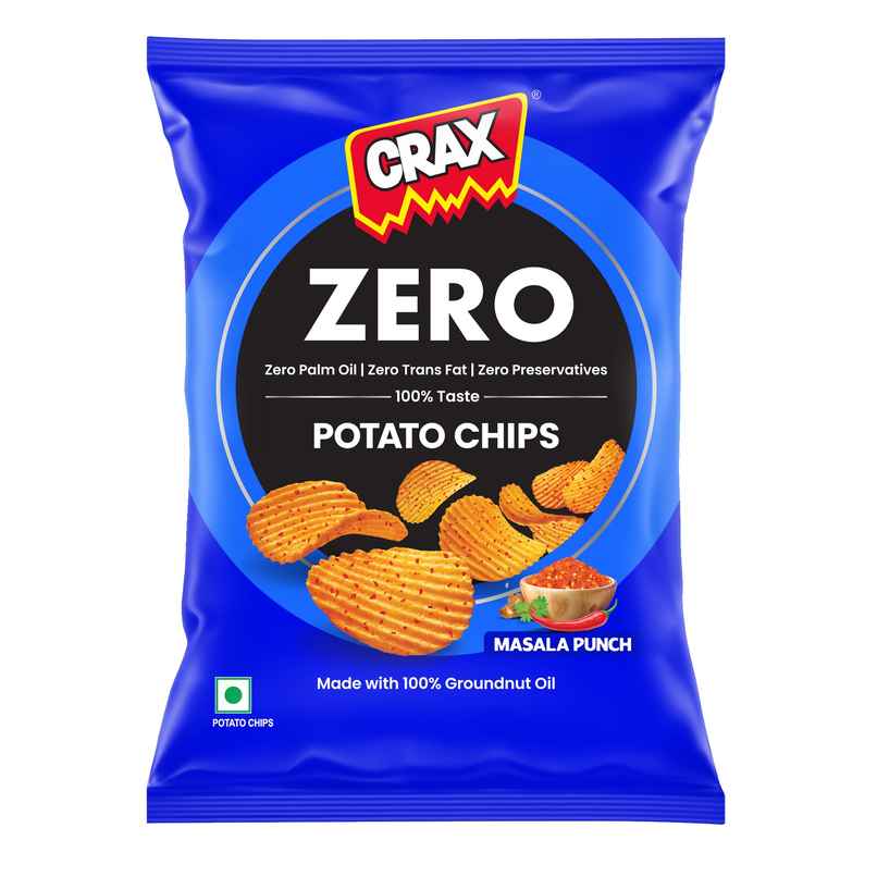 Crax Zero Masala Punch Potato Chips Snacks | No Palm Oil