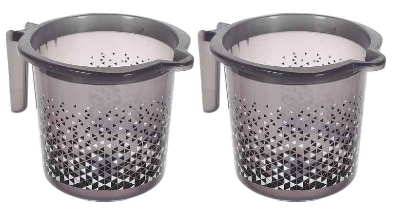 Kuber Industries Tinted Print Plastic Bathroom Mug 1.5 Litre Pack of 2 (Black)-46KM0235 |Standard Kuber Industries Tinted Print Plastic Bathroom Mug 1.5 Litre Pack of 2 (Black)-46KM0235 |Standard