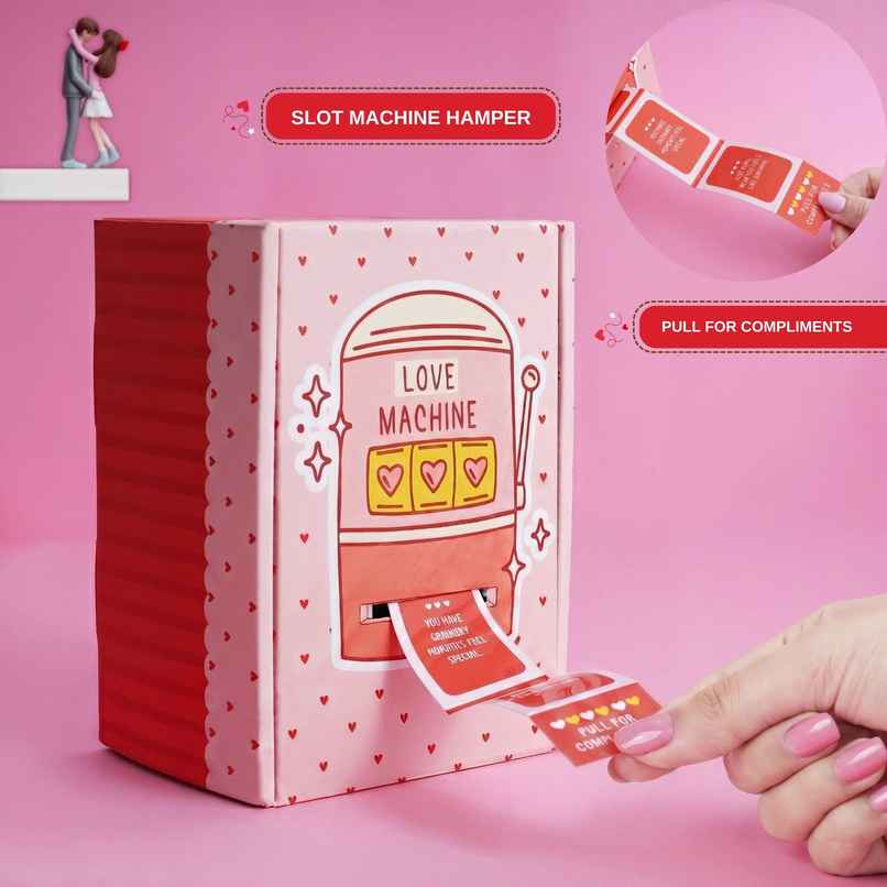 Pull for Compliments Hamper - Interactive Slot Machine Box with 5 Heartfelt Gifts | Oye Happy