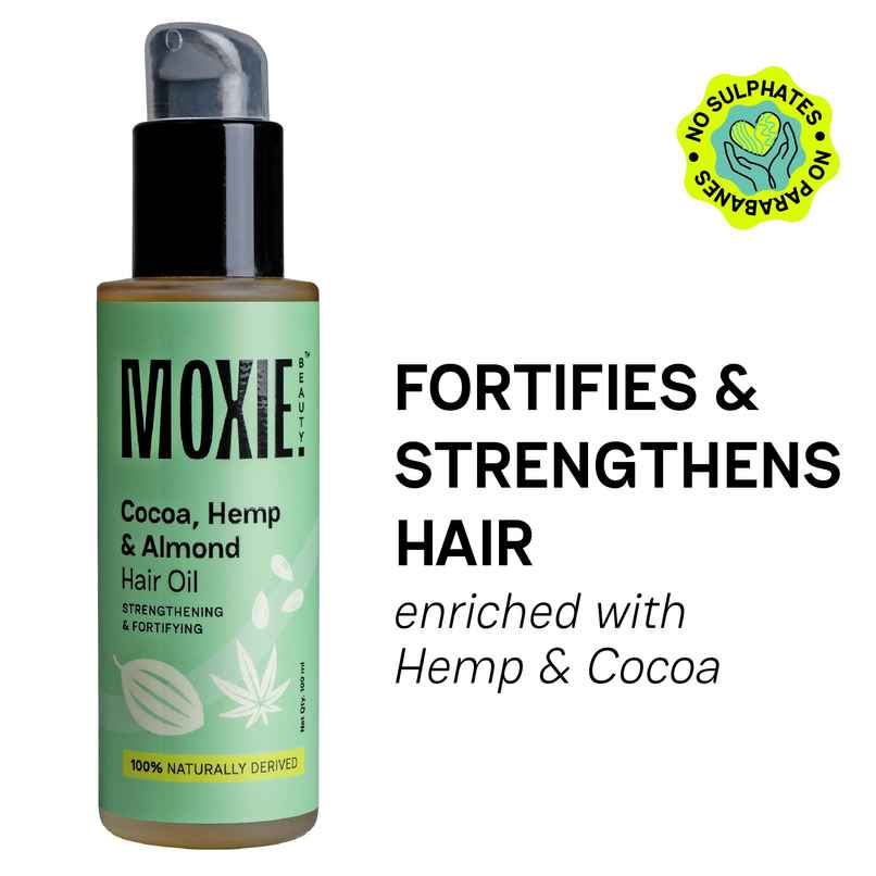 Moxie Beauty Almond, Hemp & Cocoa Oil - For Healthy, Thick Hair Growth & Deep Nourishment