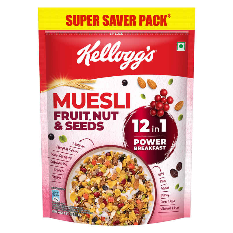 Kellogg's Muesli Fruit Nut & Seeds | Power Breakfast | India's No 1 Muesli | No Maida No palm Oil