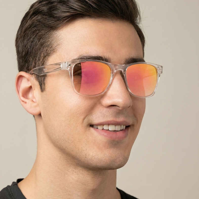 NuVew Unisex Wayfarer Mirrored Sunglasses | Clear & Red Golden | Medium NuVew Unisex Wayfarer Mirrored Sunglasses | Clear & Red Golden | Medium