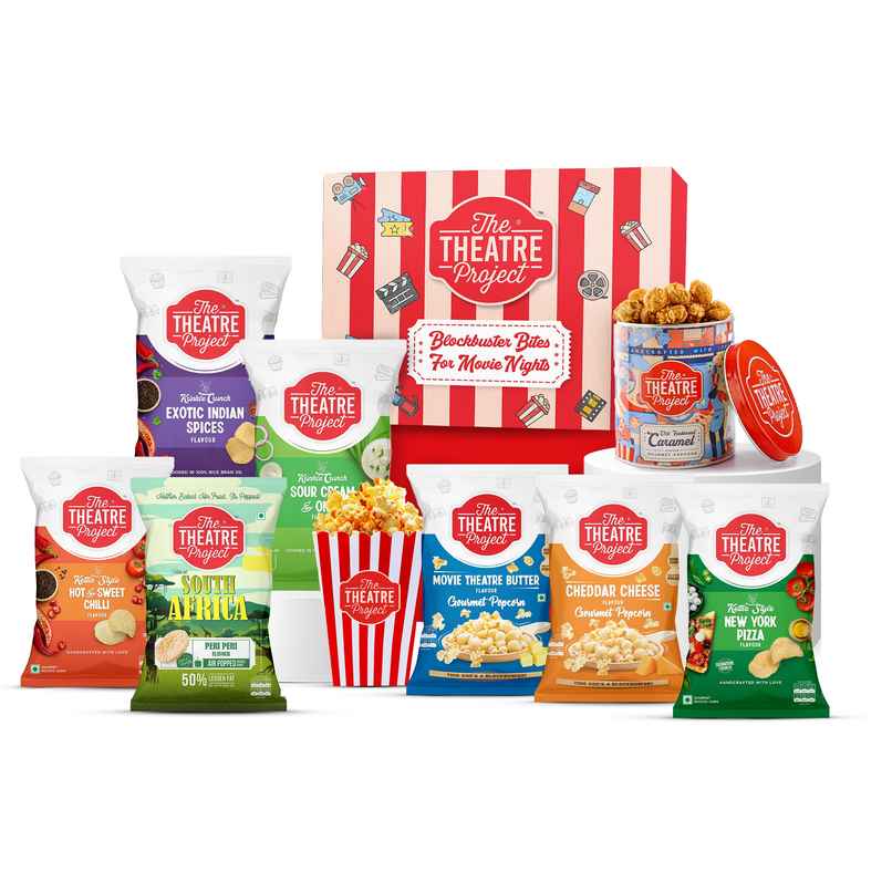 The Theatre Project Assorted Gourmet Chips and Popcorn Movie Night Gift Box