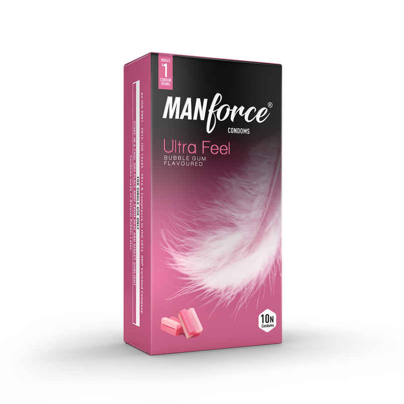 Manforce Ultra Feel Super Thin Bubble Gum Flavoured Condom With Thickness Of 0.05mm