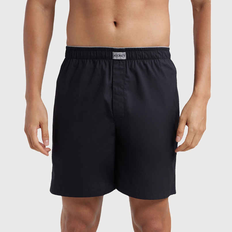 Jockey MC10 Men's Super Combed Mercerized Cotton Woven Fabric Underwear Boxer Shorts | Black - S