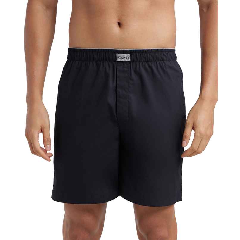 Jockey MC10 Men's Super Combed Mercerized Cotton Woven Fabric Underwear Boxer Shorts | Black - XL