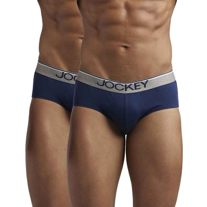 Jockey 8037 Men's Super Combed Cotton Underwear Solid Brief | Ultrasoft Waistband | Deep Navy - L