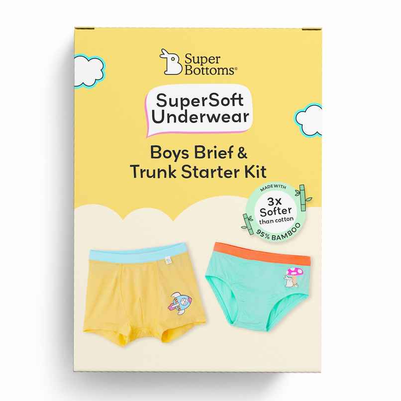 SuperBottoms SuperSoft Boys Briefs & Trunk | Assorted l 3x Softer l4Y - 6Y | Pack of 2