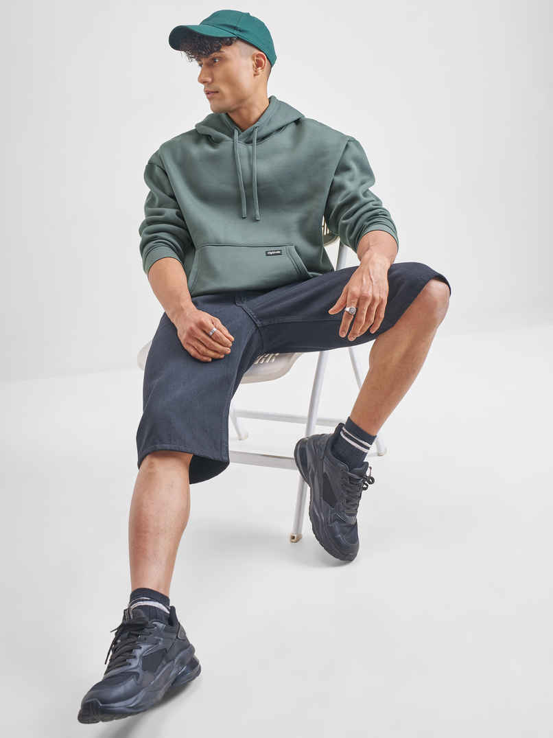 Men's Oversized Drop Shoulder Hooded Pullover Sweatshirt