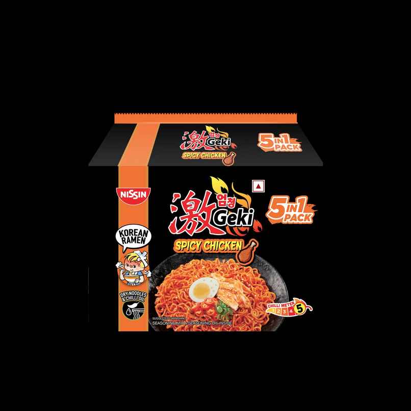 Nissin Geki - Hot and Spicy Korean Chicken Flavoured Ramen Instant Noodles | 5 in 1 pack