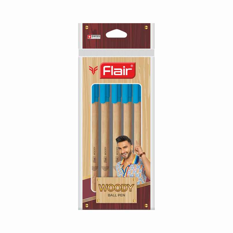 Flair Woody Ball Pen Blue Pack Of 5 Flair Woody Ball Pen Blue Pack Of 5
