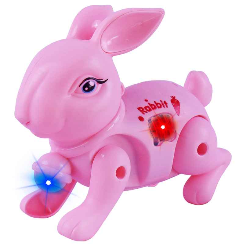 Toyshine Battery Operated Cute Interactive Walking Rabbit With Light & Sound , Pink