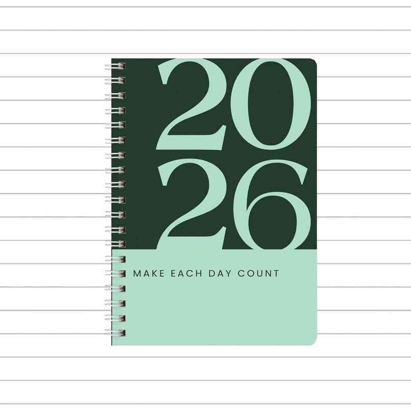 Papboo A5 Hardcover 2026 Diary with Calendar | 80 GSM | Ruled | 188 Pages | Green