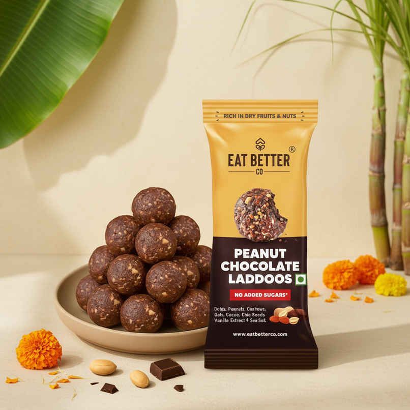 Eat Better Co Peanut & Chocolate Laddoos | No Added Sugar | High Protein, 100% Natural