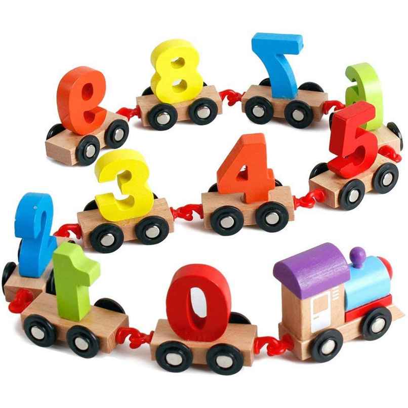 Toyshine Wooden Train Set With Numbers 0-9 - Educational Vehicle Model Toy | Multicolor