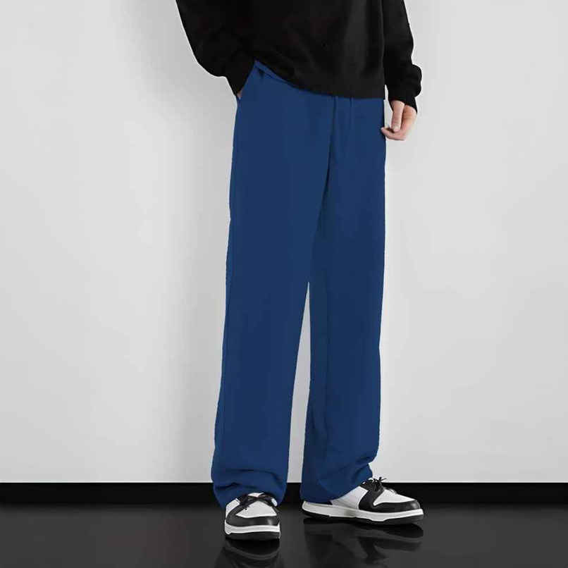 Springman Men's Solid Cotton Rich French Terry Baggy Track Pant | Blue - L