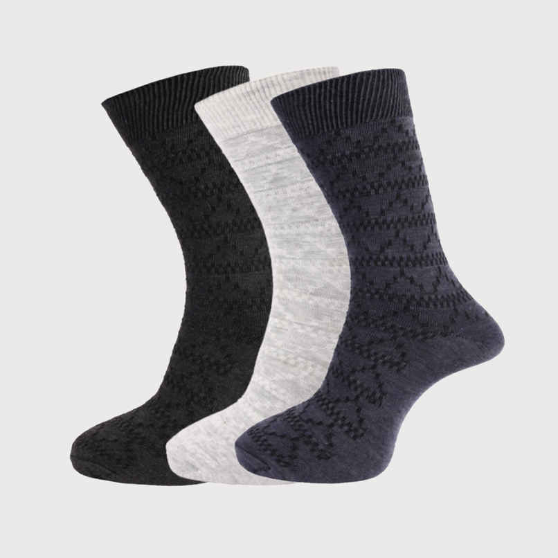 Dollar Men's Patterned Cotton Calf Length Socks | Assorted - Free Size