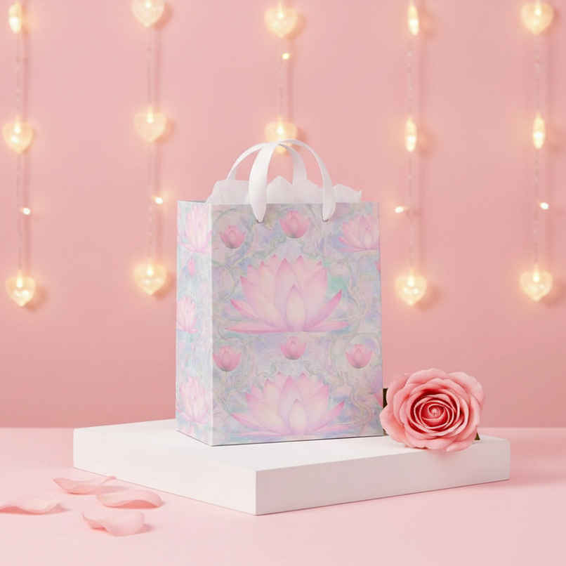 Watercolor Floral Lotus Gift Bag | Small | Bright Storey