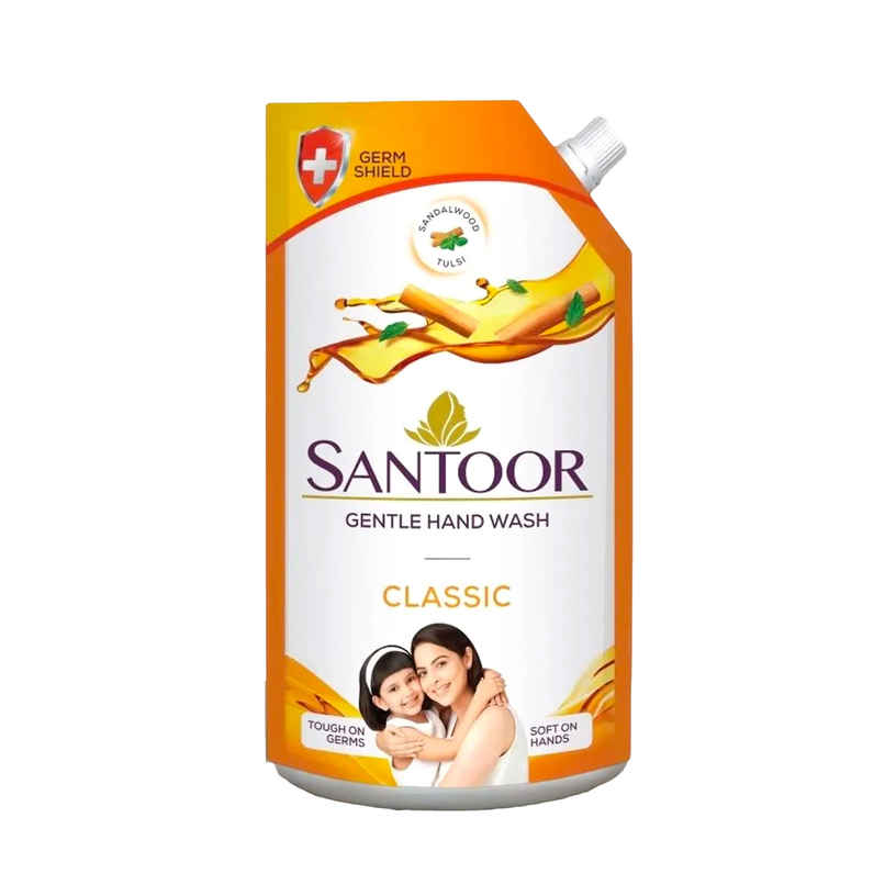 Santoor Classic Gentle Anti-Bacterial Hand Wash With Natural Goodness of Sandalwood and Tulsi