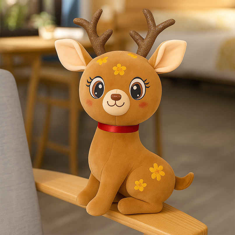 Spanker Sika Deer Soft Toy | Cute Deer Plush with Shimmer Horn | Brown - 29 cm Spanker Sika Deer Soft Toy | Cute Deer Plush with Shimmer Horn | Brown - 29 cm
