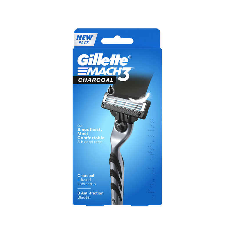 Gillette Mach3 Charcoal Shaving Razor with New Enhanced Lubrastrip with Touch of Charcoal