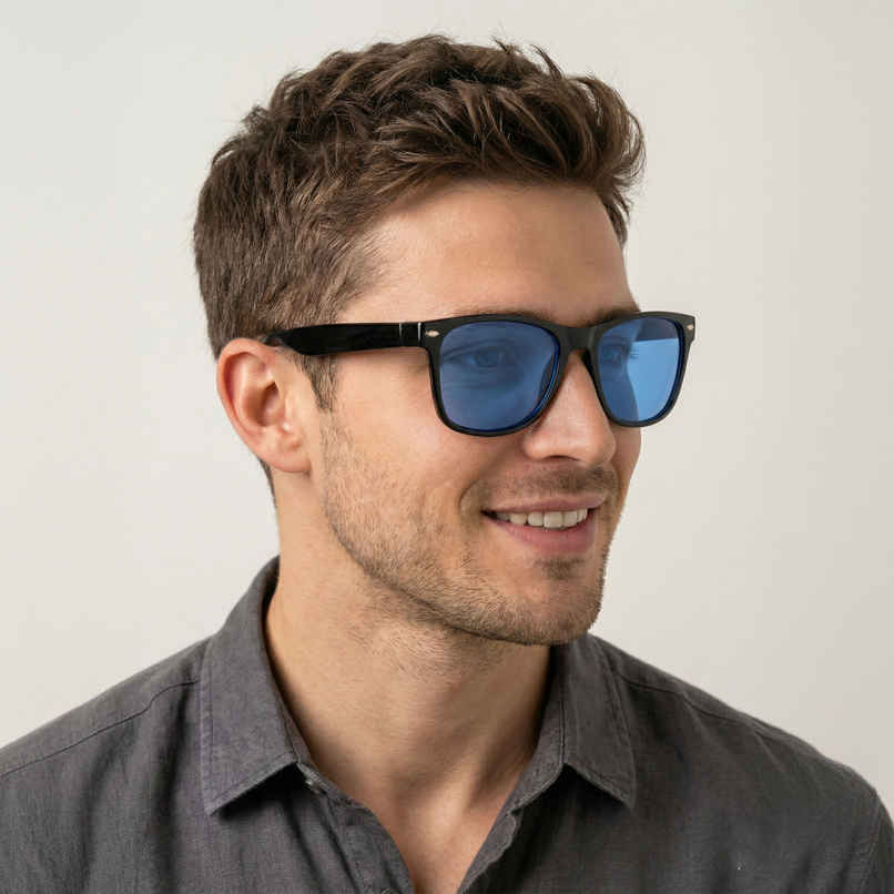 NuVew Unisex Wayfarer Sunglasses | Black & Blue | Medium NuVew Unisex Wayfarer Sunglasses | Black & Blue | Medium